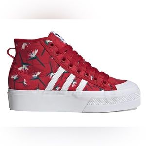 Adidas x Thebe Magugu Nizza Platform Mid Sneakers Size 8.5 Power Red/White/Black